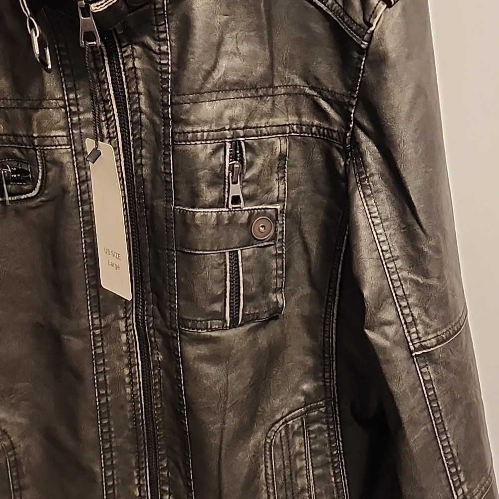 Faux Leather Jacket in Dark Gray - Picture 6 of 8